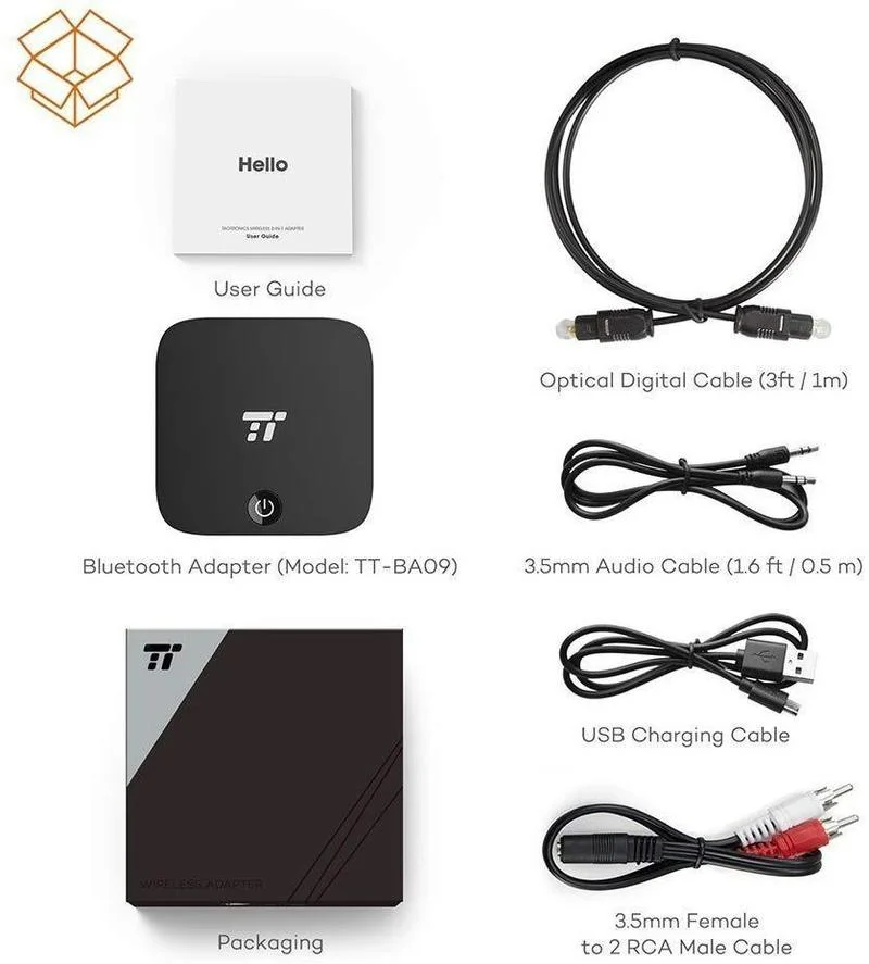 TaoTronics Bluetooth Adapter 5.0 Wireless Audio Transmitter/Receiver aptX Low Latency 3.5mm AUX Dual Link Transmitter &amp Receiver |