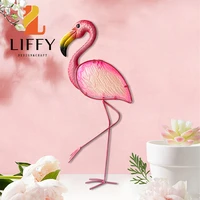 metal pink flamingo wall decor with glass for garden decoration outdoor animal sculptures for yard holiday decorations