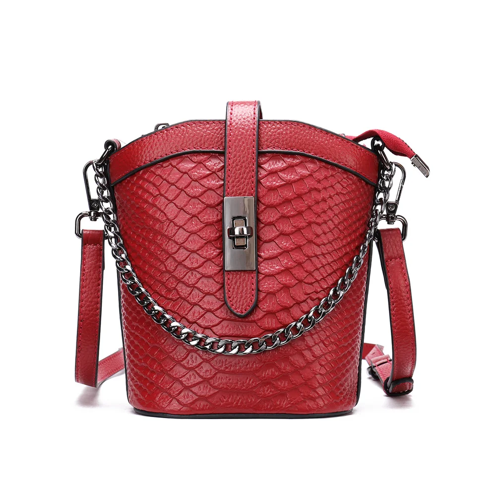 Mini Genuine Leather Shoulder Bag Women Luxury Chain Lock Crossbody Bags Excellent Alligator Calfskin Purses For Ladies Handbags