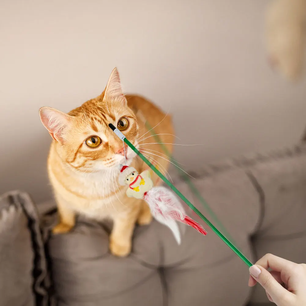 

Рождественские украшения, палочка для кошек, стойкая к царапинам, с колокольчиком, игрушки для кошек, перьевая палочка, устойчивая к укусам, ...