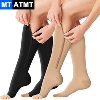 mtatmt 1pair sports zipper compression socks pressure socks cycling running womens slim legs varicose vein prevention socks