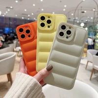 down jacket phone case for iphone 13 12 11 pro x xr xs max 7 8 plus camera lens protection silicone shockproof fashion cover