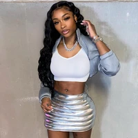 shiny quilted women mini skirt autumn fashion warming y2k concise clothing high waist elastic female streetwear 2022 new sexy