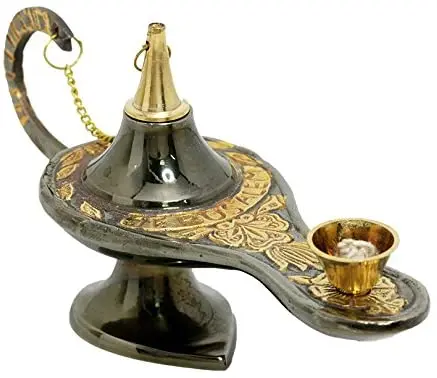 

brass black copper vintage 6" large new Aladdin genie oil magic lamp from Israel