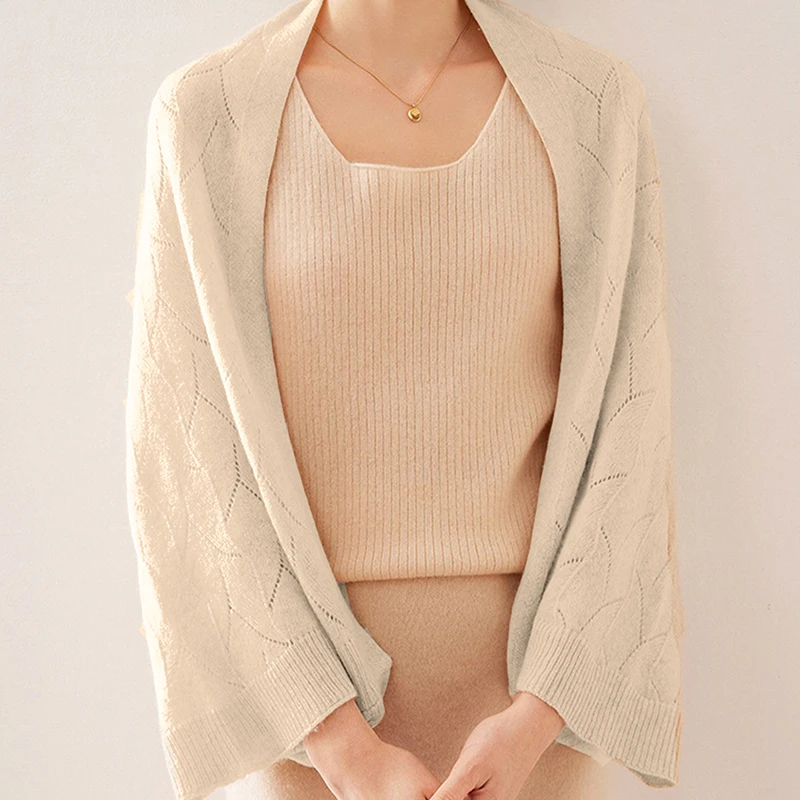 Женский Вязаный Кардиган Из 100% Шерсти Свитер Свободного Размера Теплый Мягкий