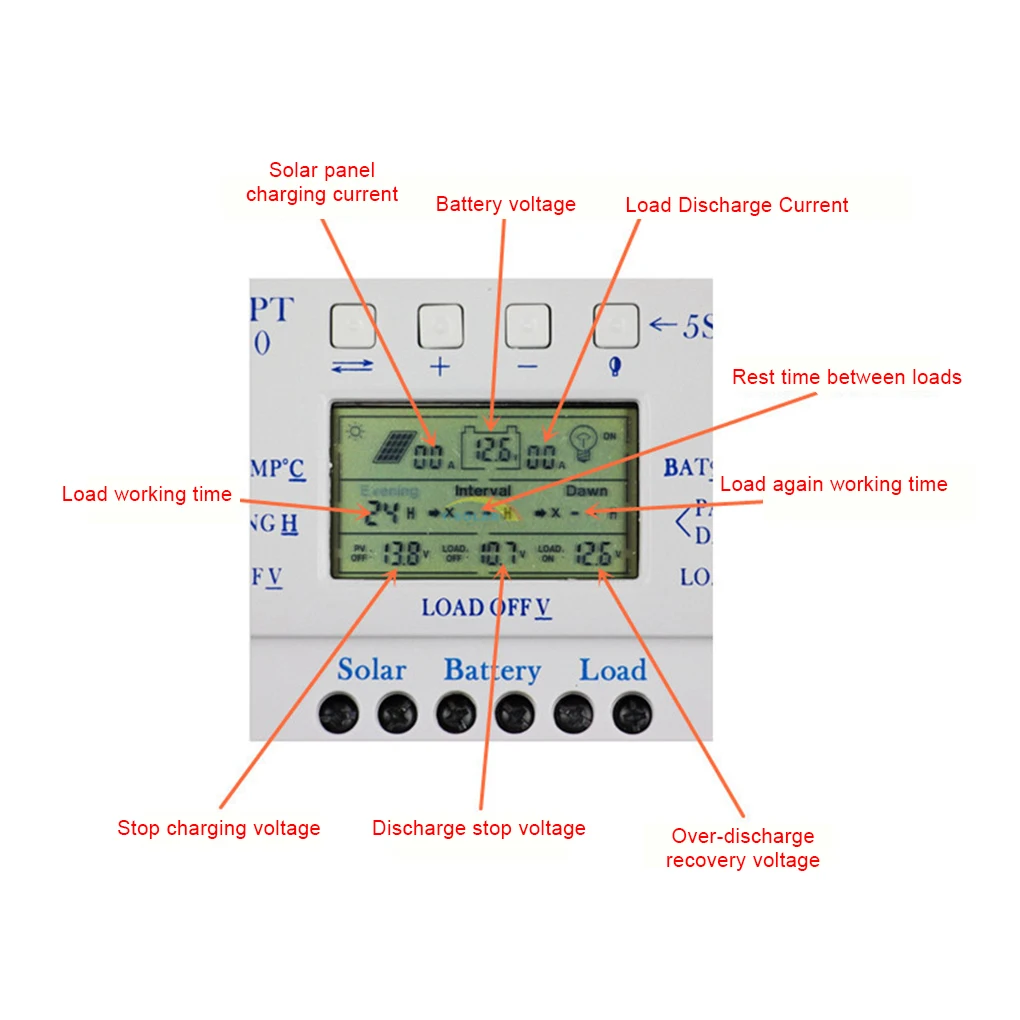 

Controller L60 Digital 12V 24V Regulator Energy Chargers Inverters Light Control Easy Settable Supplies Accessories