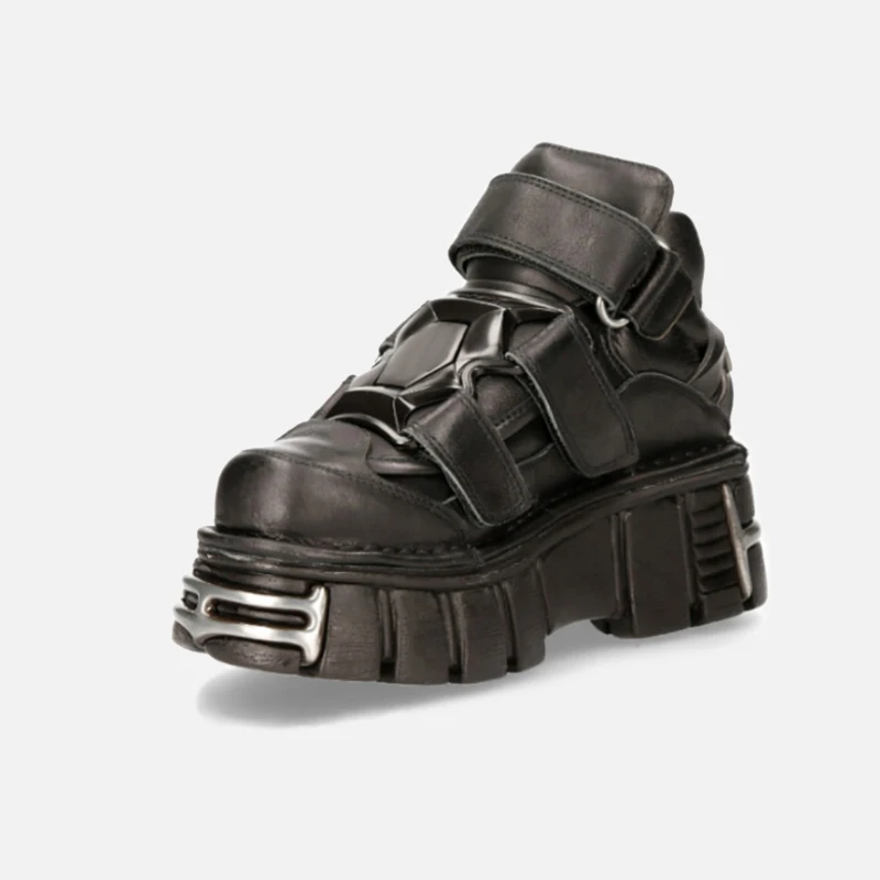 

2023 Spring and Autumn New British Style Lace-up Small Leather panish Metal Special-Interest Design Punk Platform Shoes Women