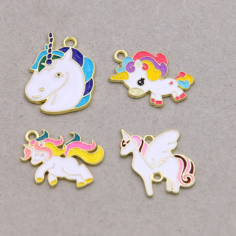 

6Pcs Multiple styles Rainbow Enamel Unicorn Charm Pendant Jewelry Making Earrings Bracelet Necklace Accessories DIY Craft Charms