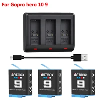 1780mah batmax battery for gopro 9 li ion battery hero 10 ahdbt 901 led smart 3 slots charger for go pro hero 9 accessories