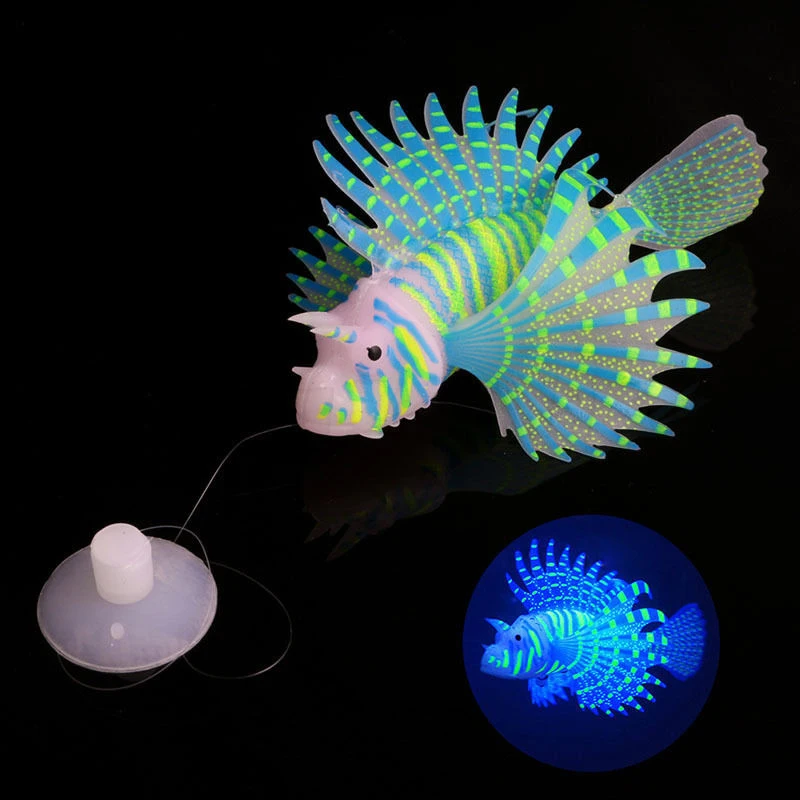 

1pcs Aquarium Artificial Luminous Lionfish Fish Tank Aquatic Landscape Silicone Jellyfish Fish Glow In Dark Underwater Ornament