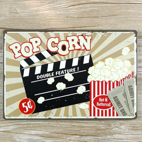 

Pop Corn Cook Cafes Restaurant Decor Sign Tin Plaque Metal Retro Metal Poster,20x30CM