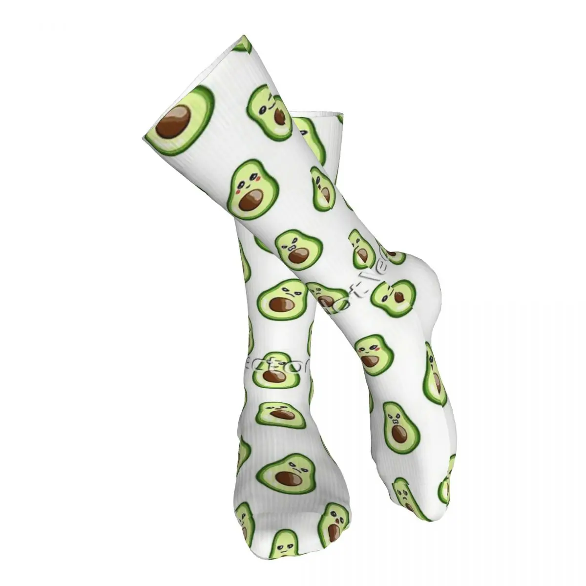 

Funny Avocado Emoticons Adult Stockings Breathable For Daily Matching Thigh length Socks Bright Colours