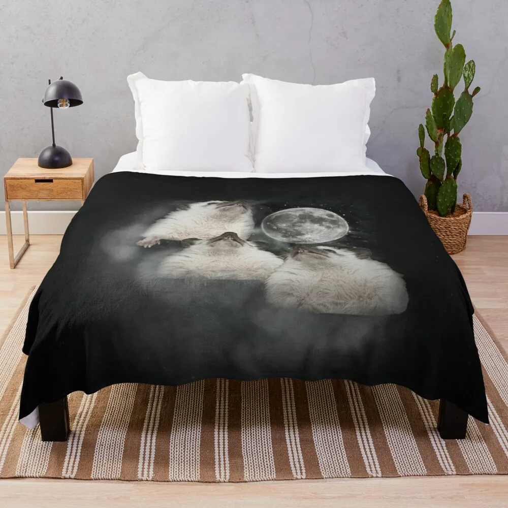 

Three Hedgehog Moon Throw Blanket Sofas Fuzzy Blanket