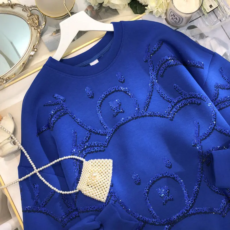 

Klein Blue Knitted Pullover Kawaii Long Sleeve Women Sweater Harajuku Sweater 2YK Anime Cartoon Streetwear Casual Women Tops