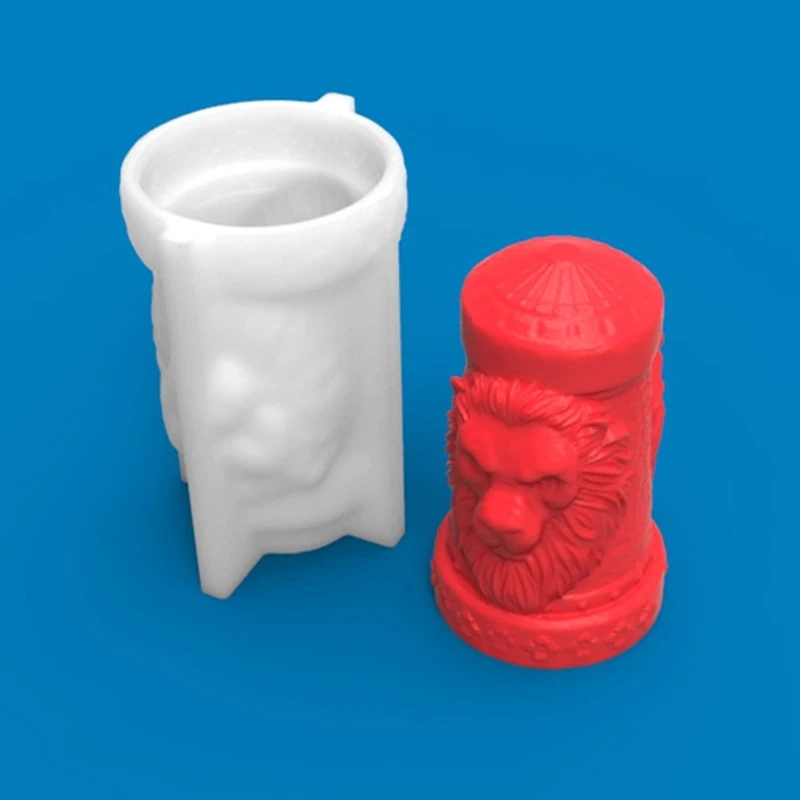 

N58F 3D Lion Head Candle Silicone Mold for Handmade Desktop Decor Gypsum Epoxy Resin Aroma Candle Mould for Home Decoration