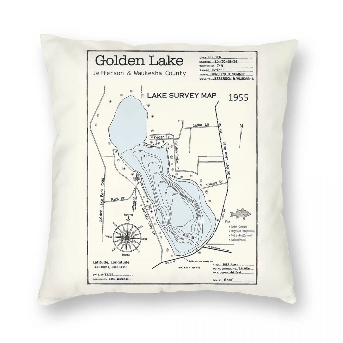 Фото Наволочка Golden Lake Jefferson-Waukesha County Square из полиэстера, льна и бархата, креативная, с декоративной молнией, для декоративной подушки, чехол для автомобильной подушки №5