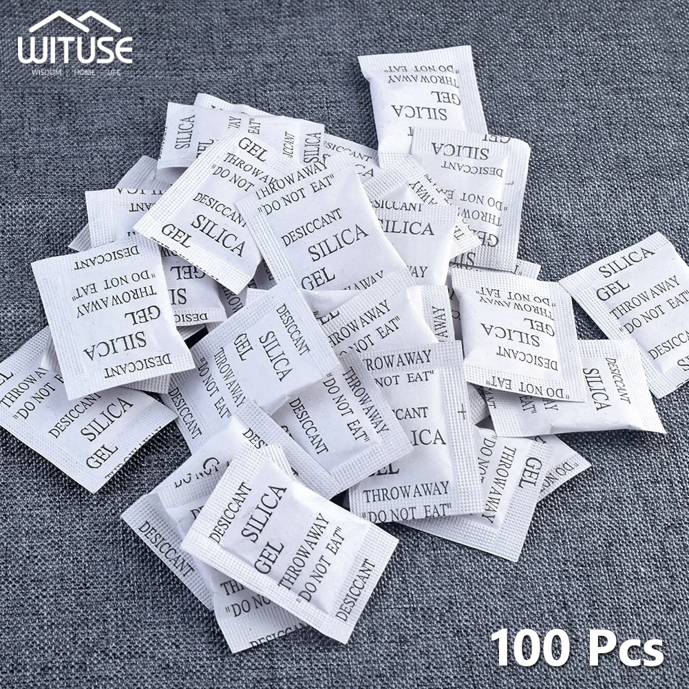 

100 Pack 1g Silica Gel Desiccant Moisture Dehumidifier Non-toxic Absorber Anti Humidade For Food Storage Kitchen Room Clothes