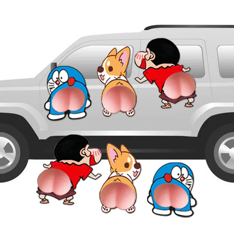 

1pair 3D Cartoon Silicone Butt Car Bumper Sticker Cute Butt Scratch Car Motorcycle Protection Sticker Home and Phone Decoration