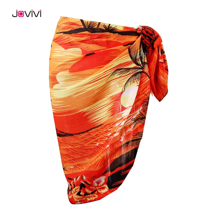 Jovivi 1pc Brand New Womens Floral Swimwear Chiffon Cover Up Beach Sarong Swimsuit Wrap For Summer 4 Colors Optional
