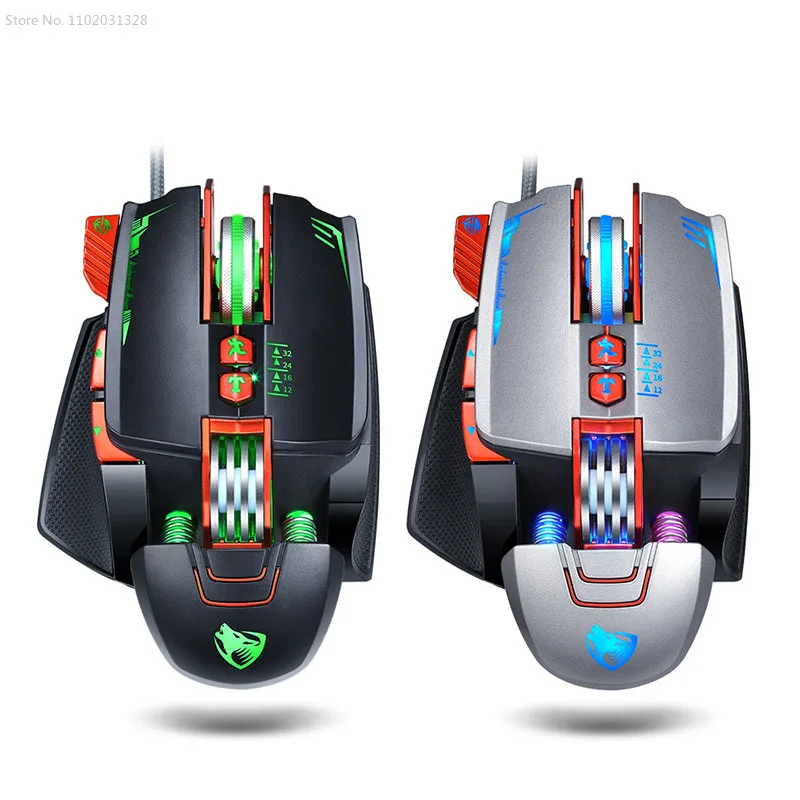 

Gaming Mouse Wired 3200 DPI Programmable Breathing Light Ergonomic Game USB Computer Mice Gamer for Desktop Laptop PC