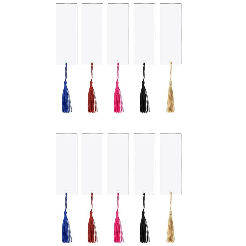 

40Pcs Acrylic Bookmark Blank Clear DIY Unfinished Mini Book Markers With Colorful Tassels For DIY Craft Ornaments