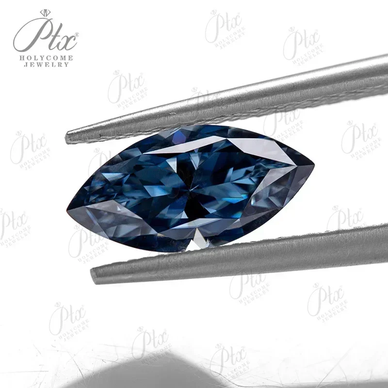 Маркиза Муассанит Камень Заводская Оптовая Цена Яркий Синий С Сертификатом GRA