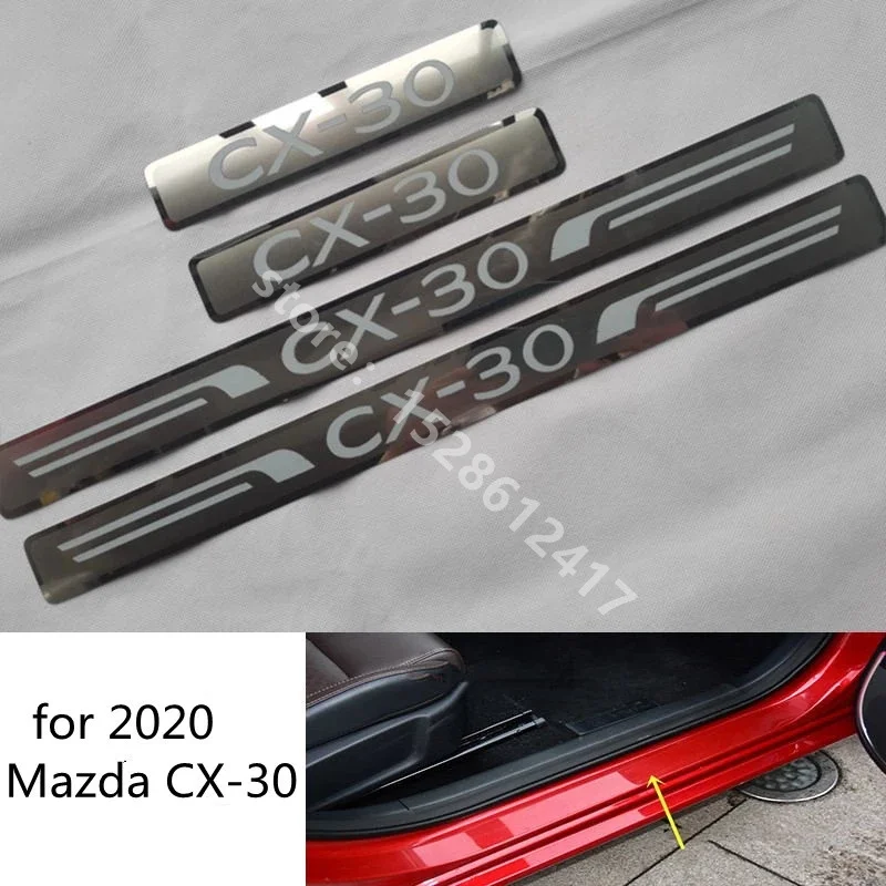 

For Mazda Cx-30 Cx30 2019-2020 Car Accessorise Stainless Steel Car Scuff Plate/door Sill Rear Door Bumper Protector Sill H