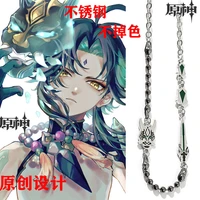anime genshin impact xiao yasha pendant necklace kazuha xiao gothic project jewelry alloy pendant for women men gift