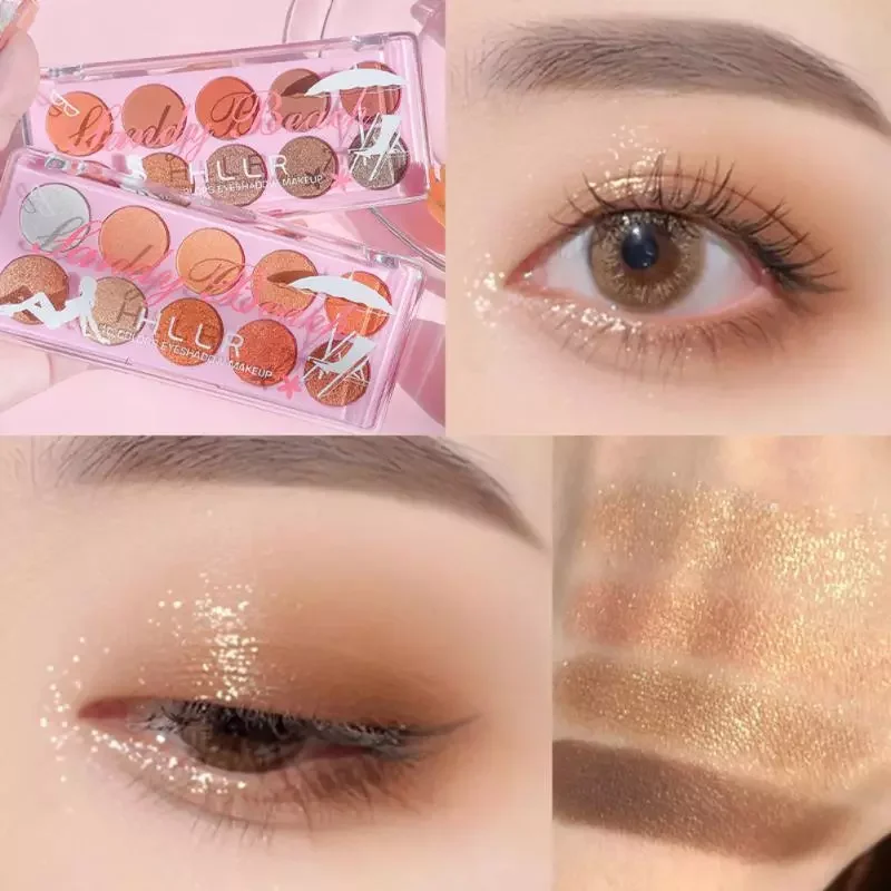 

NEW2023 10 Color Eyeshadow Palette Pearly Matte Green Fairy Shimmer Glitter Eye Shadow Shiny Eye Pigments Makeup Korean Cosmetic