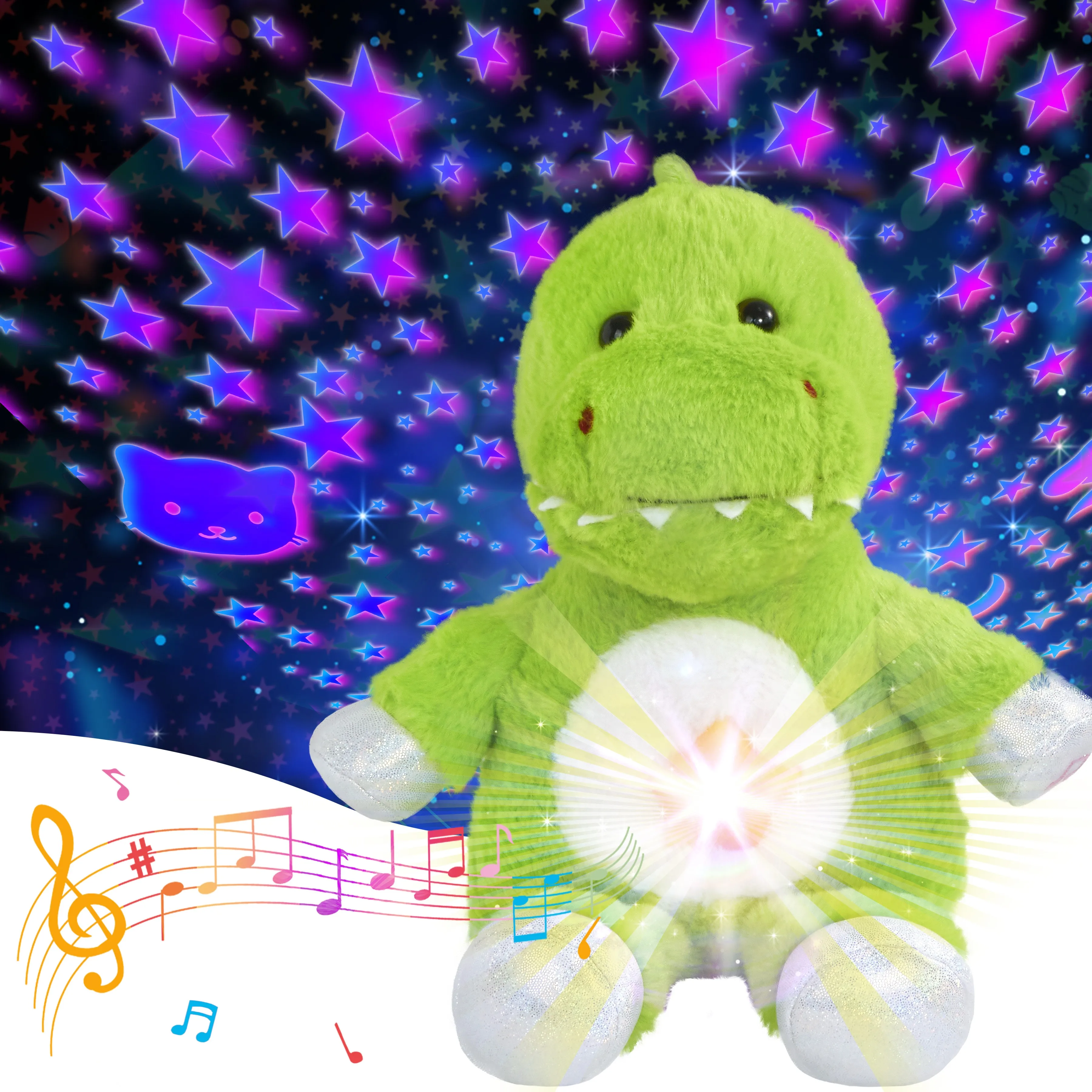 

Projector Dinosaur LED Light Cute Doll Stuffed Animals 32cm Kawaii Sleeping Birthday Toy Gift for Girls Funny Plush Toys Kids
