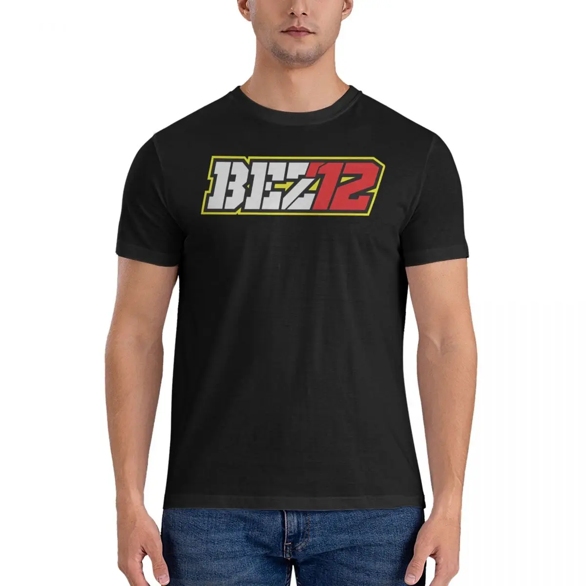 Мужская хлопковая футболка с круглым вырезом коротким рукавом