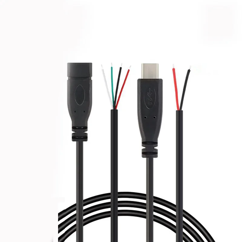 

1 шт./5 шт. 2-контактный 4-контактный кабель для передачи данных 25 см USB 2.0 Type-C Удлинительный кабель зарядное устройство разъем штекер гнездо D4