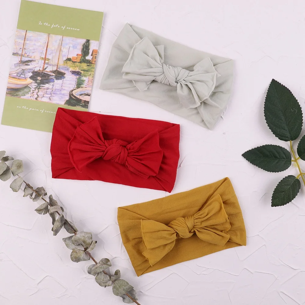 

Повязка на голову для новорожденных разных цветов, Вязаная хлопковая лента для волос, эластичные повязки для волос для девочек, оптовая про...