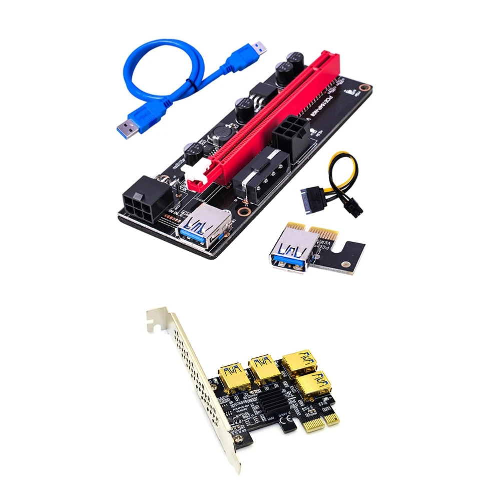 

Плата расширения PCI-E 1-4, видеокарта PCI-E 1X к PCI-E 16X, 4 порта USB 3,0 и Карта изображения, специальный адаптер, 60 см