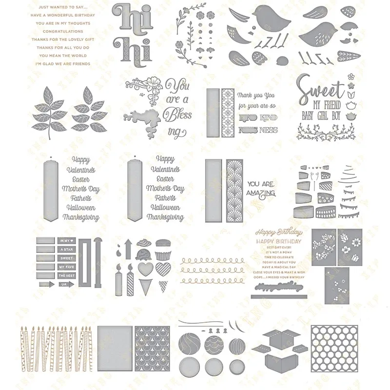 

Stitched Fanfare Etched Cutting Dies Stamps Hot foil Scrapbooking Diary Decoration Stencil Embossing Template DIY Greeting Card
