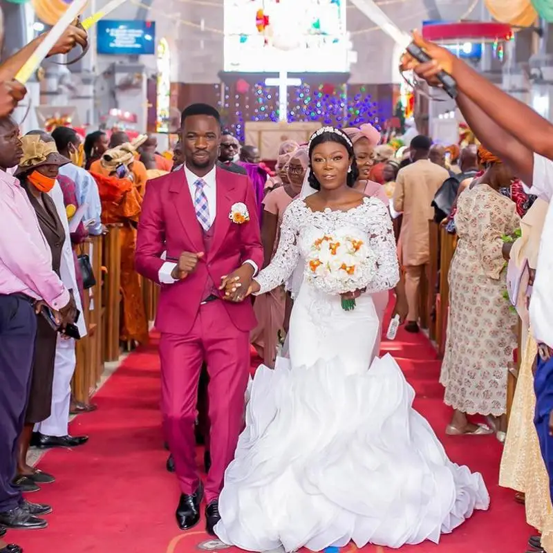 

Женское свадебное платье с юбкой-годе, белое кружевное платье невесты с оборками и длинным рукавом, для церкви, индивидуальный пошив