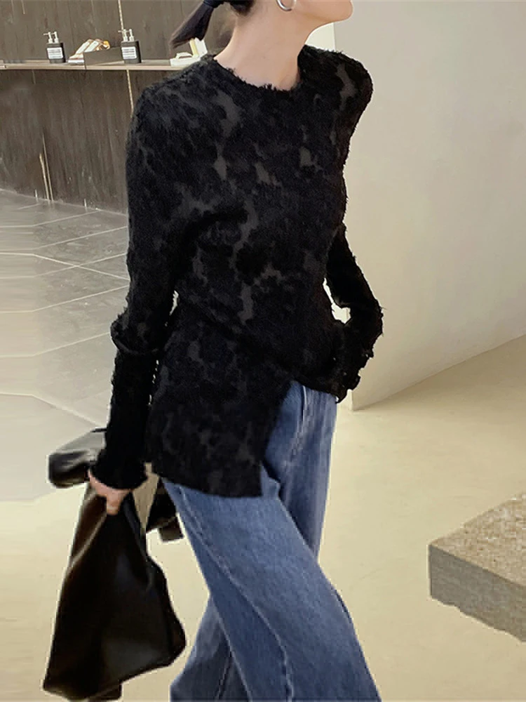 

XITAO Women Blouse Split Perspective Floral Small Fresh Casual Style Pullover Goddess Fan Casual Style Elegant Shirt FBB1394