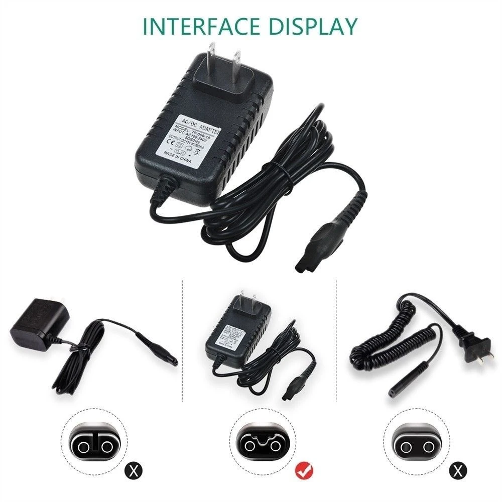 5.4W 15V/0.36A Shaver Power Adapter Charger for Philips HQ8505 AT790 AT810(US Plug)