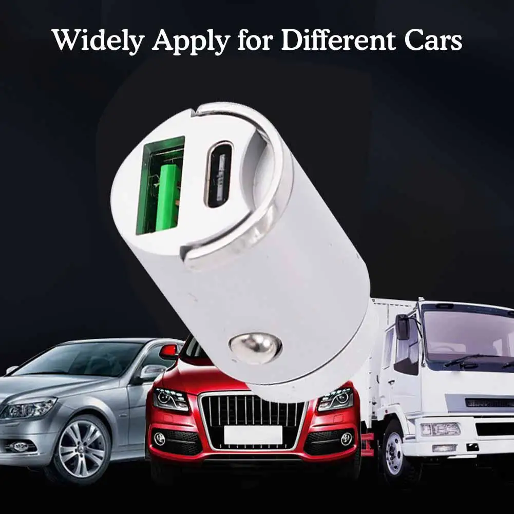 

USB C Car Charger Hidden Mini Metal Super Fast Charging Usb Adapter 12v Socket Recessed N1B3