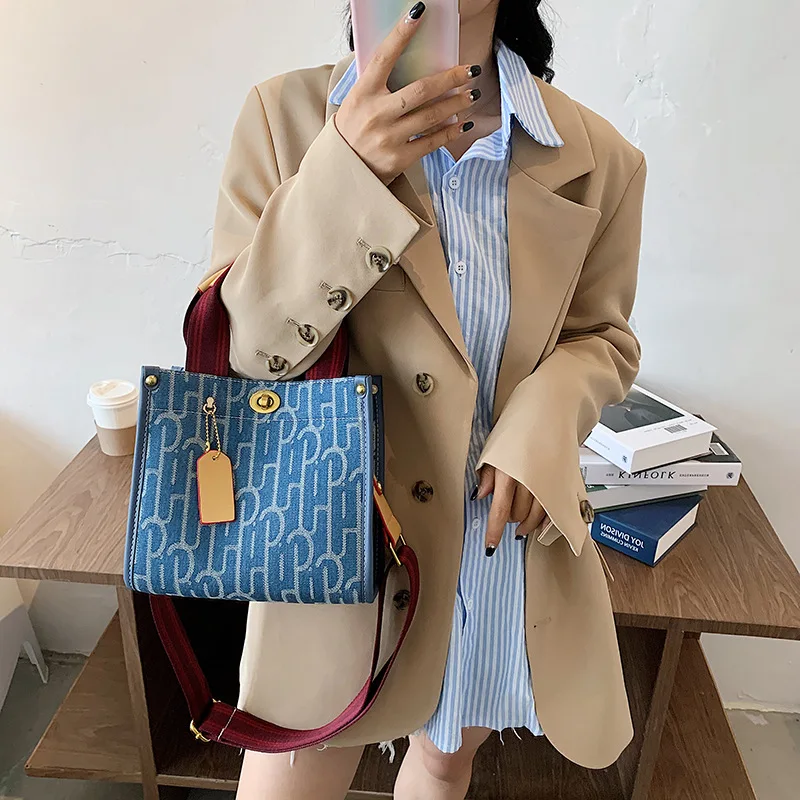 Canvas Tote Shopping Bag New Versatile Shoulder Crossbody Bags Printed Letters Large Capacity Women's Handbags Travel Storage