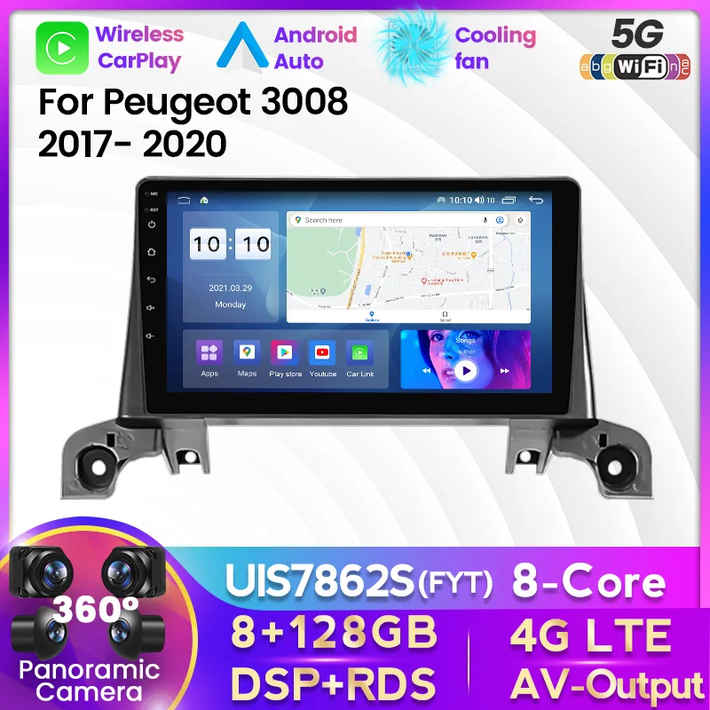 

7862S FYT 8-Core Android 12.0 Car Intelligent Multimedia Player For 2020 Peugeot 3008 Carplay AutoRadio Auto Stereo 2Din NO DVD