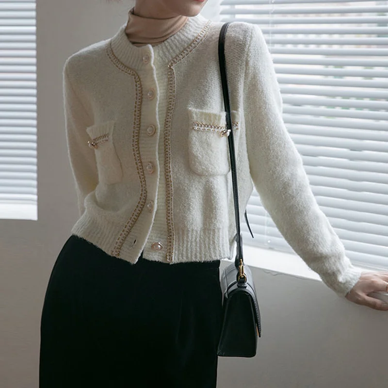 Женский трикотажный топ универсальный кардиган в классическом французском