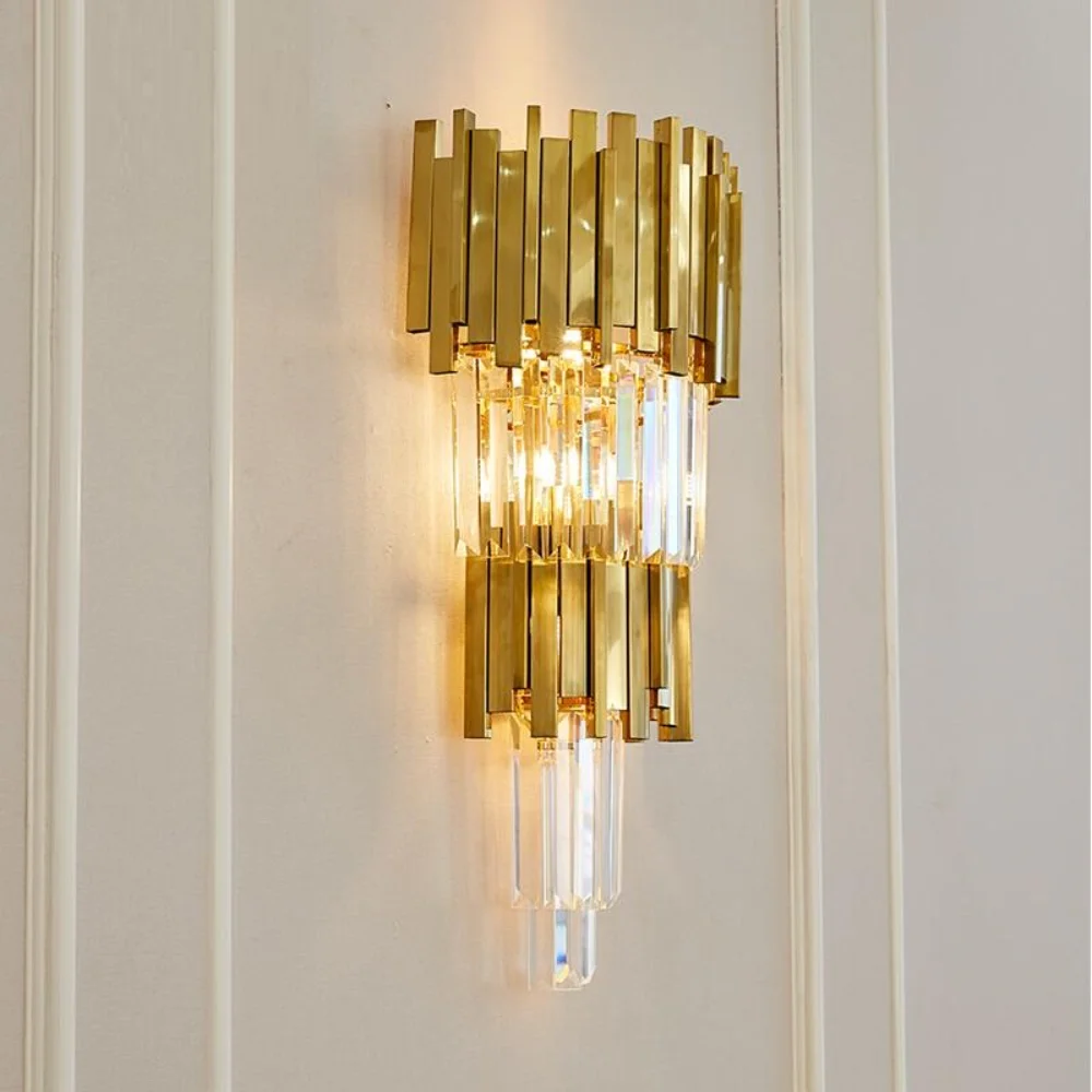 

Modern wall lamp gold crystal living room bedroom bedside wall lamp