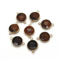 natural stone onyx round pendant 14x27mm charm jewelry for diy making necklace earring bracelet accessory double port connector