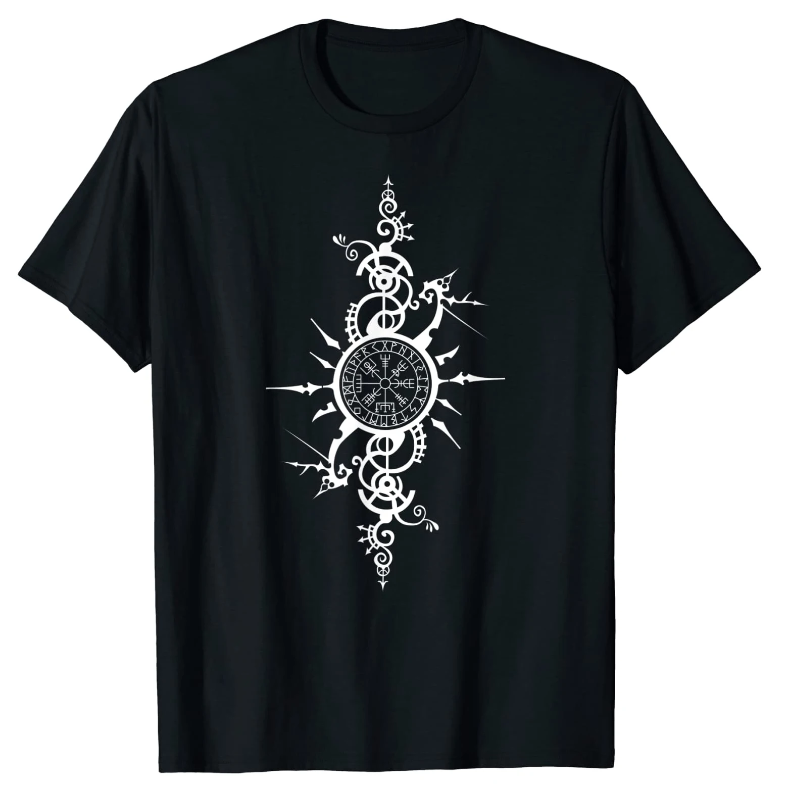 

Celtic Vi king Compass Vegvisir Rune Nordic Symbol T-Shirt. Premium Cotton Short Sleeve O-Neck Mens T Shirt New S-3XL