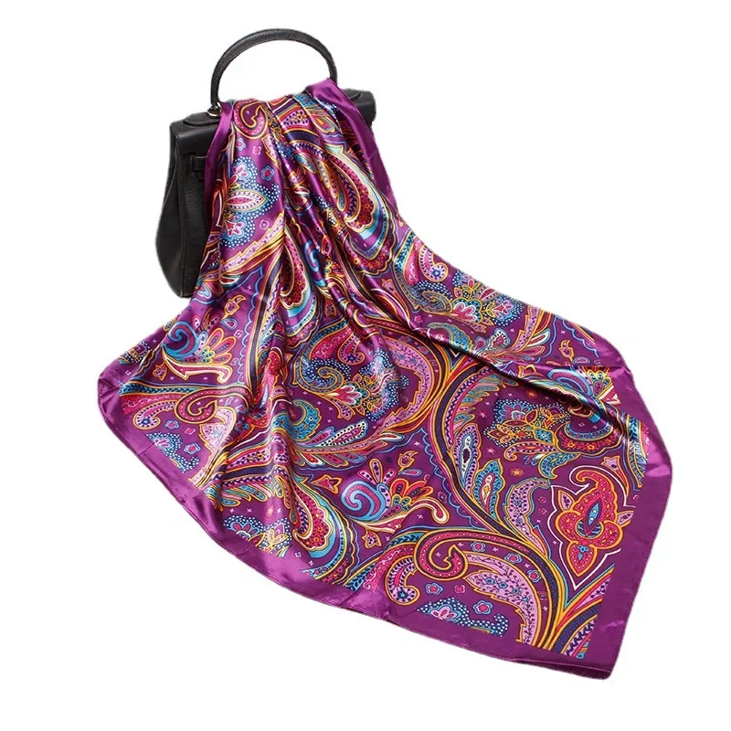 Женский атласный шарф из искусственного шёлка 90x90 см