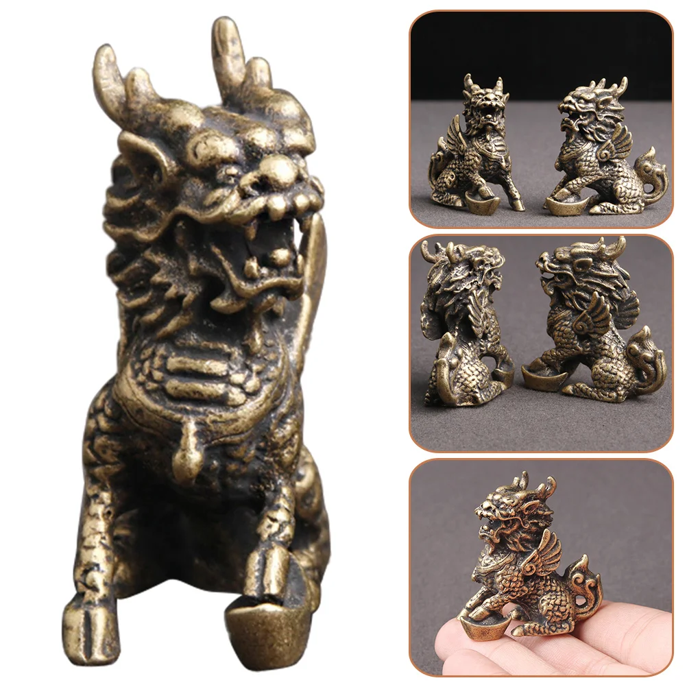 Кирин бронзовая посуда статуя настольный орнамент Kylin домашнее украшение
