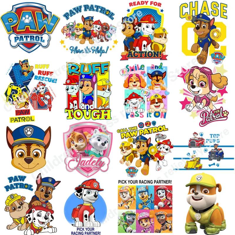 

Paw Patrol Cartoon Cloth Sticker Toys Cloth Stickers Heat Transfer DIY Kids Clothing Cold Tear Heat Transfer Boundless Decals