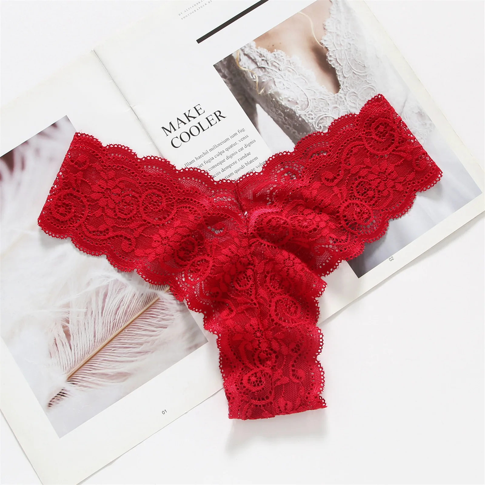 

Women's Stretch Bikini G-String Panty Lace Trim 5 Colors Comfy Sexy Underwear Rhinestone Bra And Underwear Set