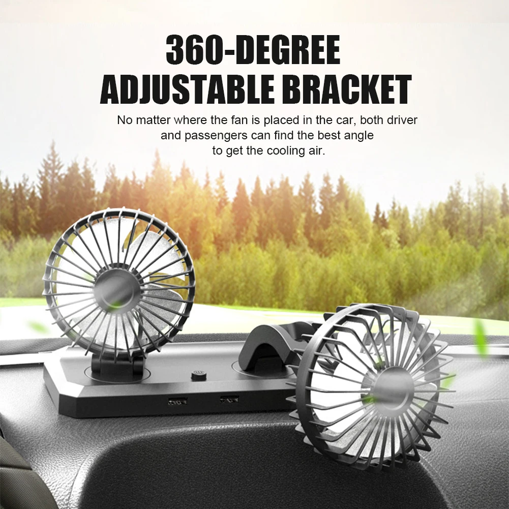 

12V/24V car fan cooling Car Fan Dual Head usb car fan 2 Speeds Adjustable For Auto Cooler Air Fan Car Accessories fan for car